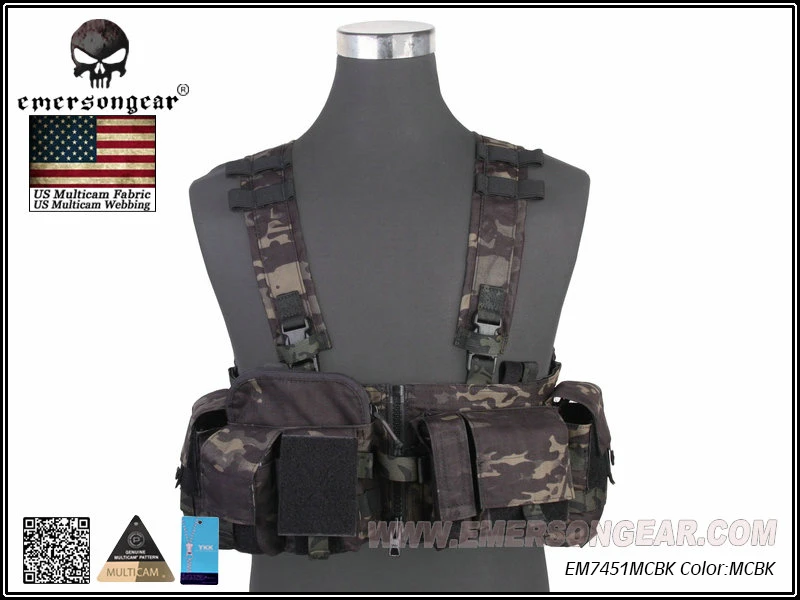 EMERSON UW Gen V Split Front Chest Rig Vest Airsoft Military Combat Gear Multicam Black EM7451MCBK
