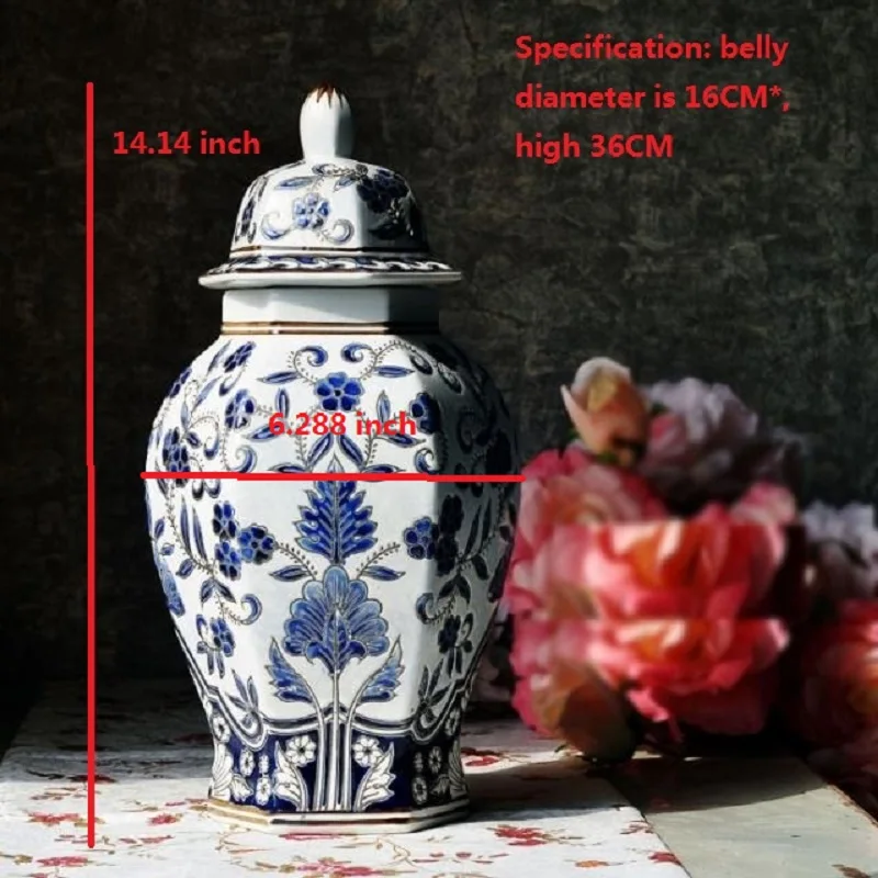 

Export blue and white ceramic bottle Home Furnishing living room decorations crafts decoration tea storage tank
