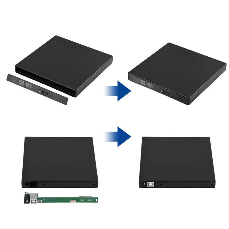 USB 2 0 Тонкий Внешний чехол для 12 7 мм SATA CD DVD горелки оптический привод|Оптические