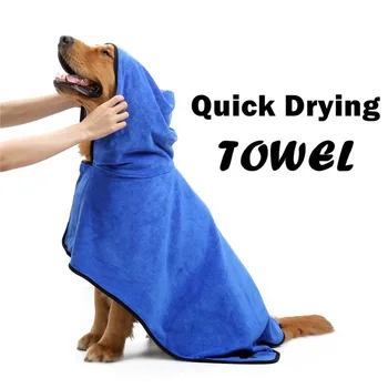 

Dog Bathrobe Towel Microfiber Pet Fast Drying Robes Moisture Absorbing Towels Coat With Hat for Dog and Cat