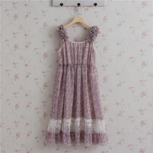 Mori menina babados de renda chiffon floral tanque dress sweet lolita casual dress boho roupas mori vestido amarelo robe tunique femme