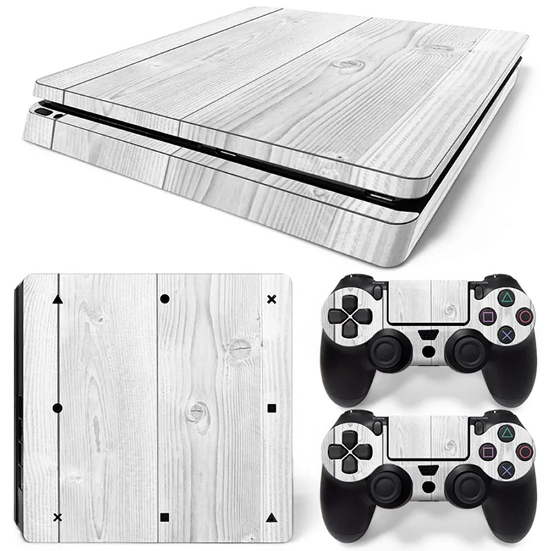 

GOOYIYO - For Sony PS4 Slim Sticker Gamer Console Controllers Vinyl Decal Wooden Skin Play Station 4 Slim Full Sticker