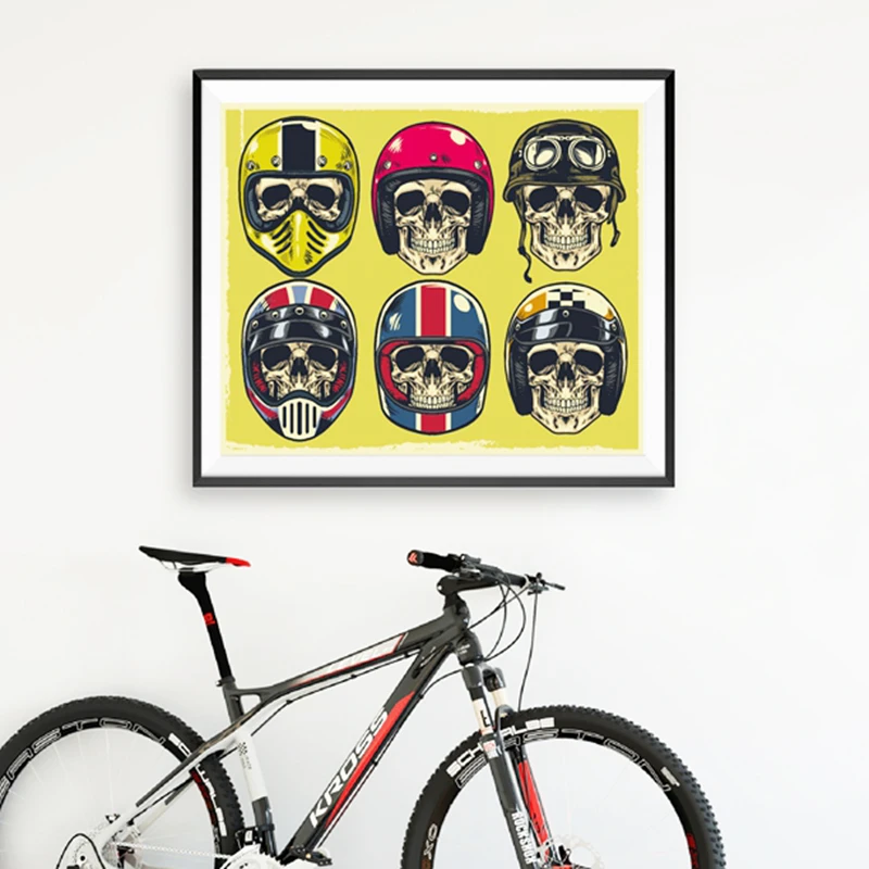 Motorcycle Helmet Hand Drawing Poster Home Decor -1