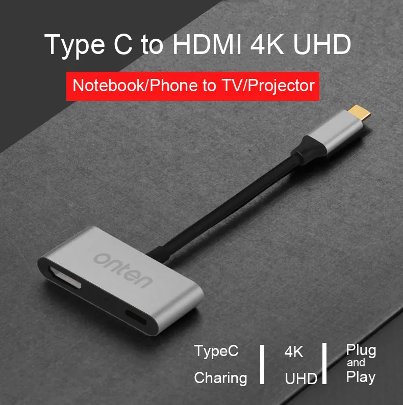 

Type C to 4K HDMI 1080P Video Cable Adapter Charging Converter Connector for Macbook/Chromebook/Mac PC to TV Projector