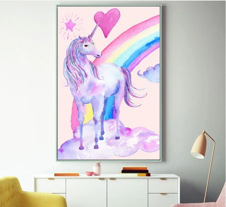 Nordic-Style-Cute-Unicorn-Rainbow-Decorative-Paintings-Wall-Art-Print-Picture-Canvas-Painting-Poster-for-Living (3)