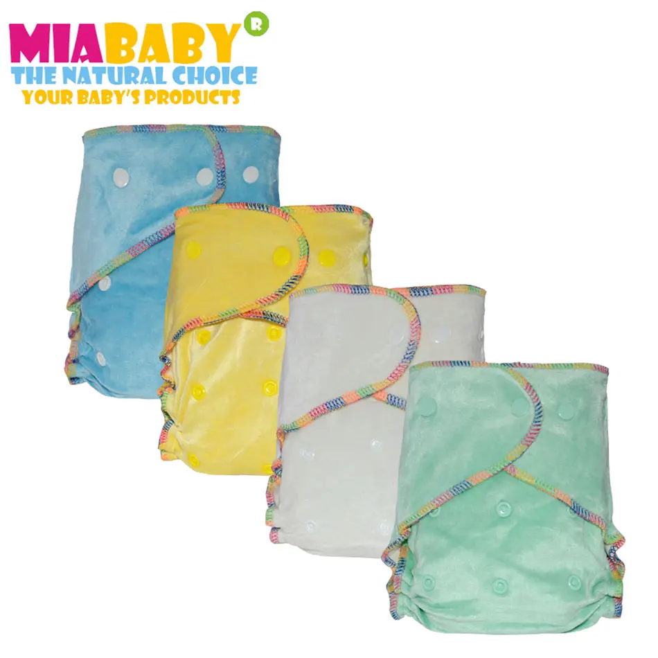 

Miababy(3pcs/lot) Washable Reusable Real Cloth Bamboo Velour AI2 Diaper,Fit Birth to Potty 5-15kg