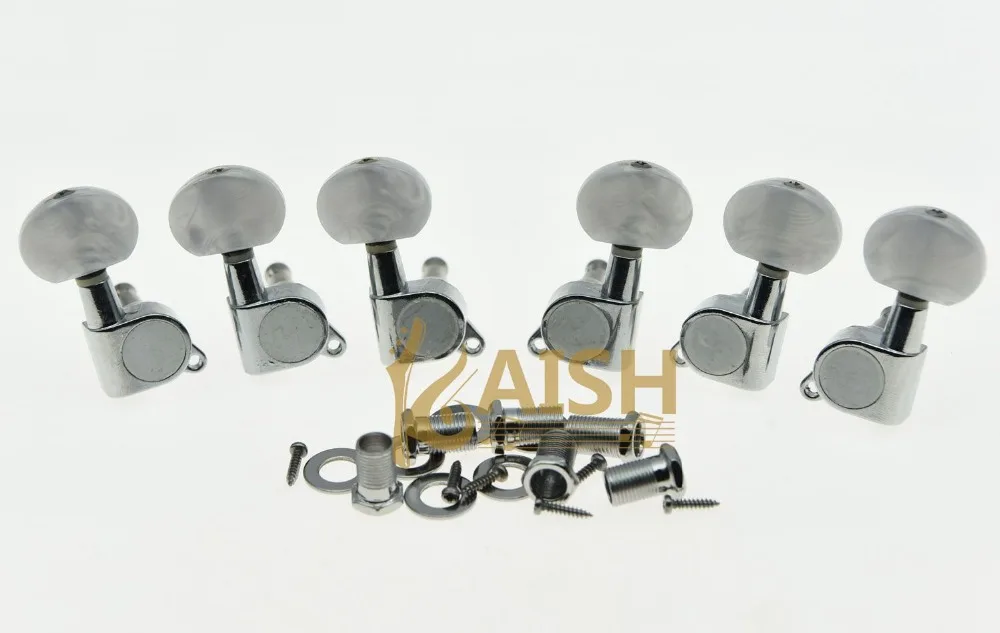KAISH Chrome w/ Pearl Buttons Guitar Tuners Tuning Keys for Acoustic