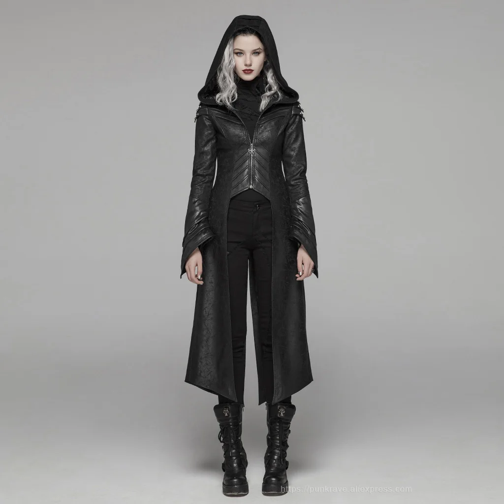 Women's Gothic Faux Leather Jackets With Chains – Punk Design