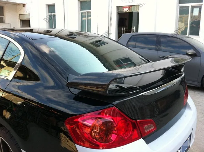 Подходит для Infiniti G35 G37 4 двери GTR R35 2007-2010 углеродного волокна задний спойлер заднего крыла