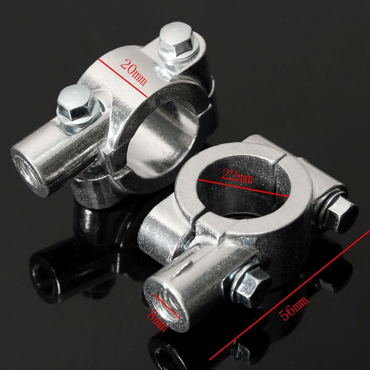 2x Mirror Mount Bracket Clamp For 7/8' (10mm) Handlebar Motorcycle Chrome miroir Espejo backets Motorbike Parts