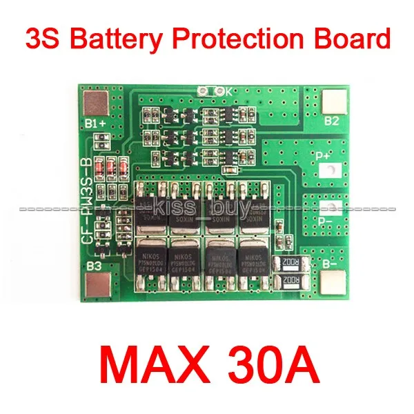 

3S 11.6V 12.6V 30A Li-ion Lithium Battery 18650 Charger Battery Protection Board