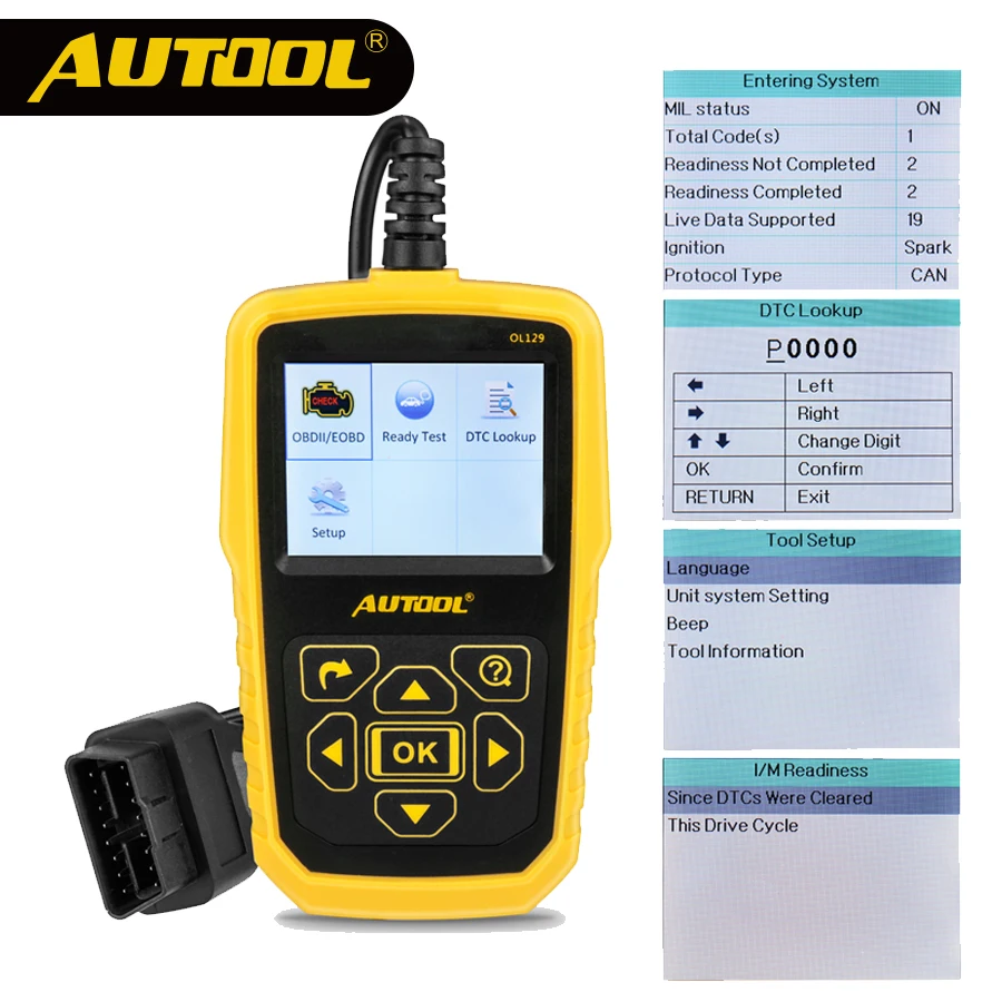 Автомобильный сканер AUTOOL OL129 OBD2 автомобильный считыватель кодов неисправностей