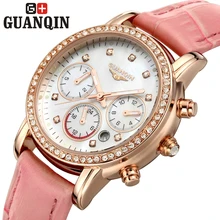 Brand GUANQIN women’s watches quartz watch women quartz-watch crystal vintage relogio feminino classic sapphire leather