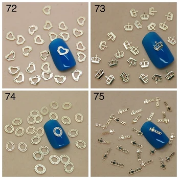 

800pcs/bag Gold Love Heart Crown Circle Iloveyou Sequins Nail Art Rhinestones Decorations Tips 72-75#