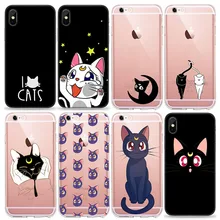 Мягкий чехол с милыми мультяшными комиксами Сейлор Мун Луна кошка для iPhone 7 7s 4 5 6 8 plus X Xs XR MaxSE чехол для телефона TPU силиконовый чехол
