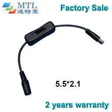 Линейный выключатель, DC Встроенный в линию переключатель разъем, провод шнур мужской/женский 2pin 2,1 мм x 5,5 мм, для светодиодный ленты, с фабрики