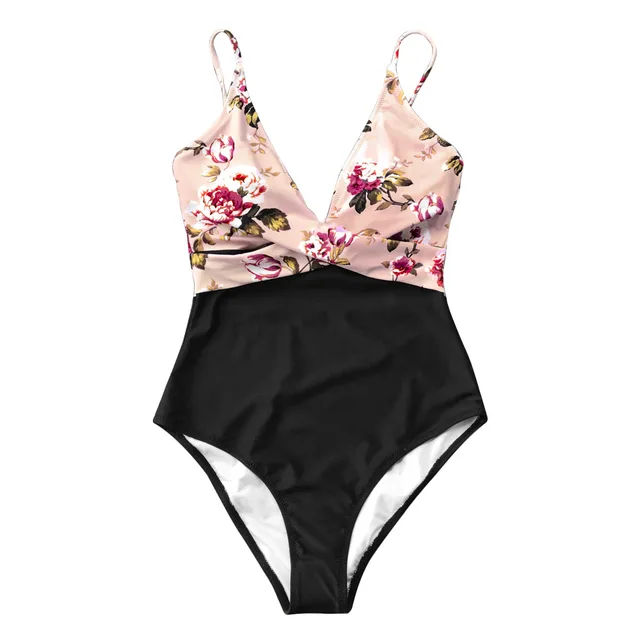 CUPSHE Pink Floral OnePiece Swimsuit Women High Leg Cut Sexy Monokini