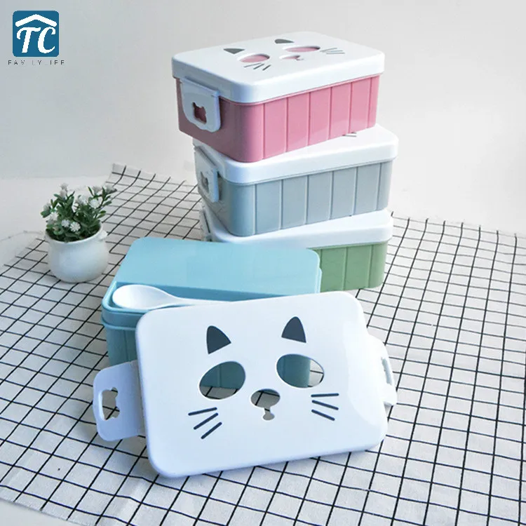 

Plastic Cartoon Children Creative Lunch Box Student Microwave Sealed Dinnerware Bento Picnic Containers Portable Camping Travel