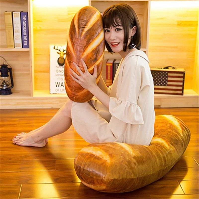 Забавная 3D имитация закусочный хлеб мягкая подушка в форме поясницы плюшевая