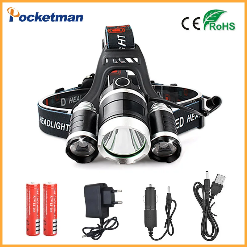 

9000LM 3 XML T6 LED Headlamp Rechargeable Cycling Headlight 4Mode 18650 Battery Head Lamp Light Torch Camping Fishing Flashlight