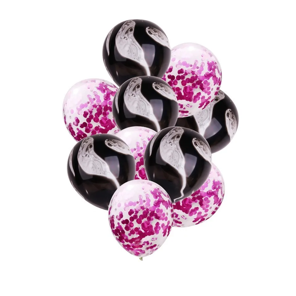 1 упаковка 12 дюймов латексные разноцветные воздушные шары с конфетти надувной шар Гелиевый шар для дня рождения свадебные принадлежности - Цвет: 5 rose con 5 black