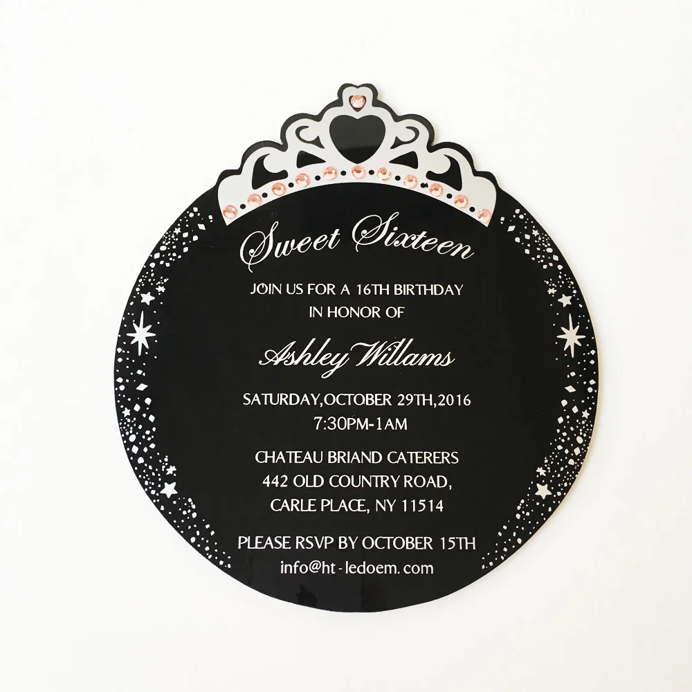 Carte D Invitation D Anniversaire En Acrylique Noir Couronne De Princesse Ronde 150x170mm Carte D Invitation Douce A Seize Pieces Par Lot 100 Pieces Aliexpress Carte D Invitation D Anniversaire En Acrylique Noir Couronne De Princesse Ronde 150x170mm Carte D Invitation Douce A Seize Pieces Par Lot 100 Pieces Aliexpress