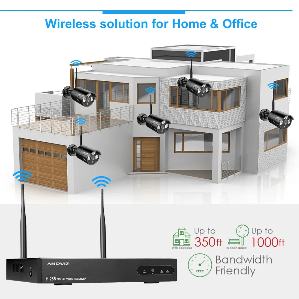 Anpviz Беспроводной безопасности Камера Системы 8CH 1080 P WI FI NVR комплект