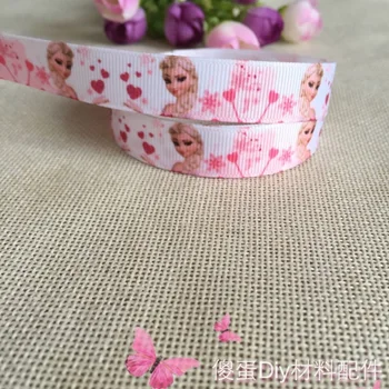 

16mm New Free shipping princess elsa printed grosgrain ribbons cartoon ribbon diy hair bows 5 yards
