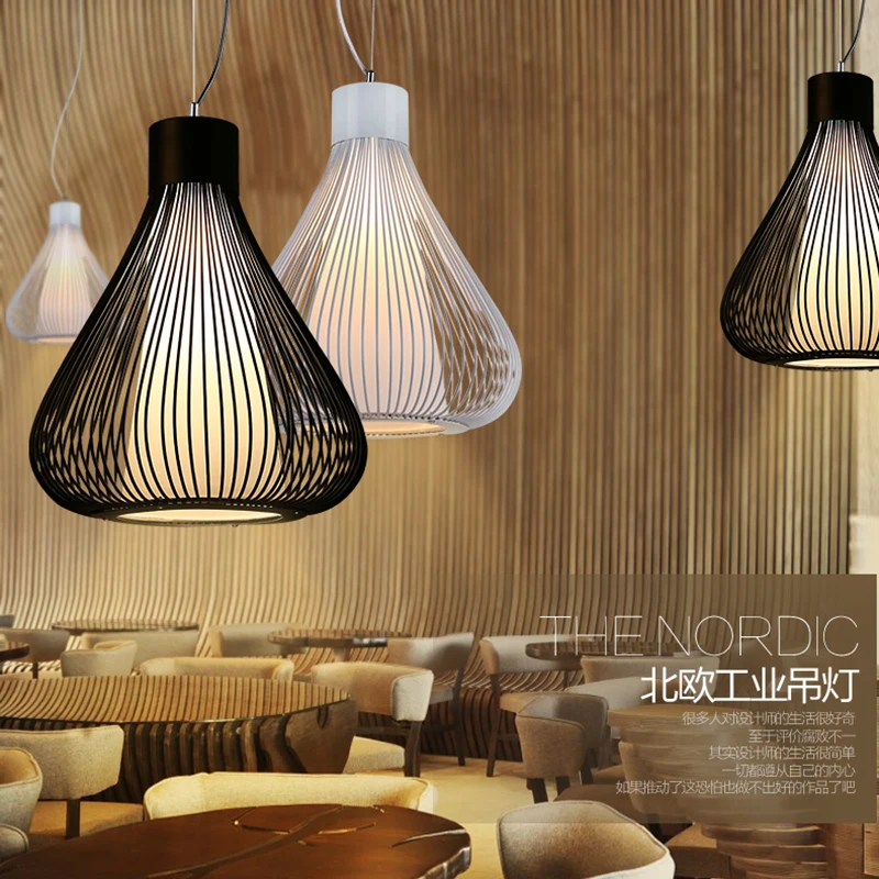 Modern American Ceiling Lights For Living Dining Room Bedroom Vintage Black White Wrought Iron Hollow Hanging Lamps | Лампы и