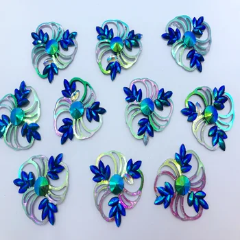 

20pcs New fashion style deep blue sew on big rhinestones flower shape 48mm flatback gem stone resin crystal