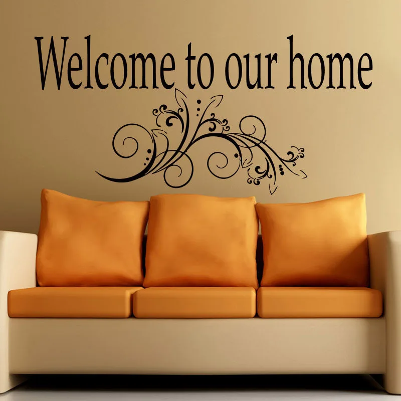 

ZOOYOO Welcome To Our Home Wall Sticker Home Decor Living Room Bedroom Flower Art Murals Wallpaper Decoration