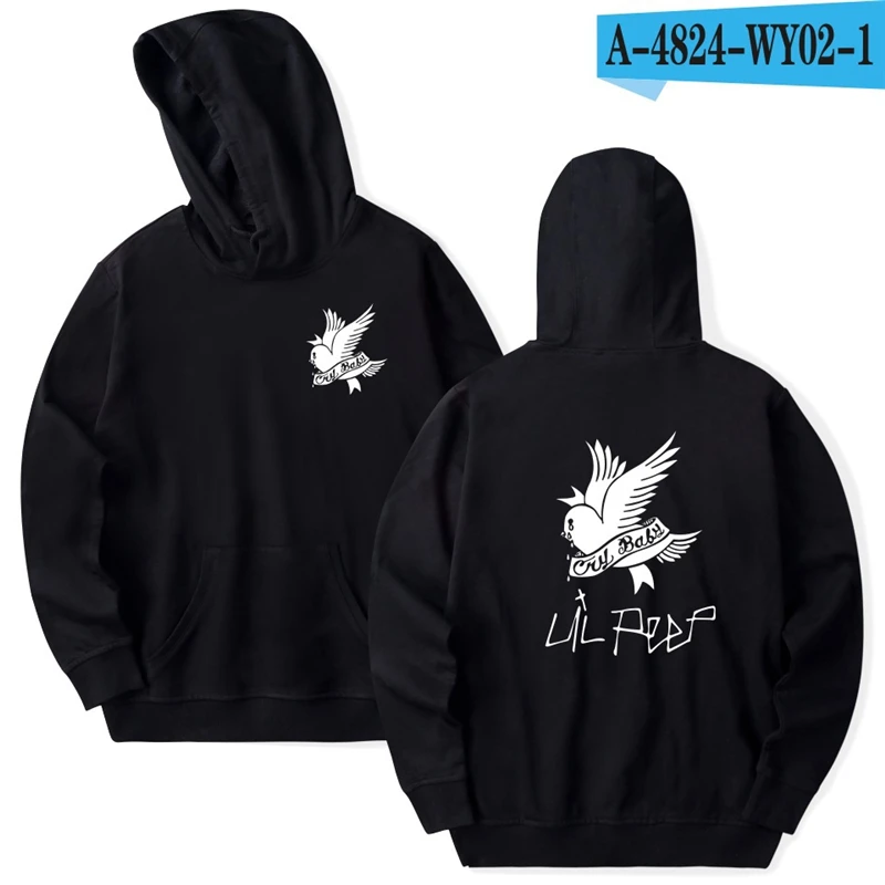 Lil Peep Hoodie Oversized Sweatshirt Hip Hop Rapper Women Streetwear Harajuku Clothing Causal Cotton Pullover Female Kpop Black