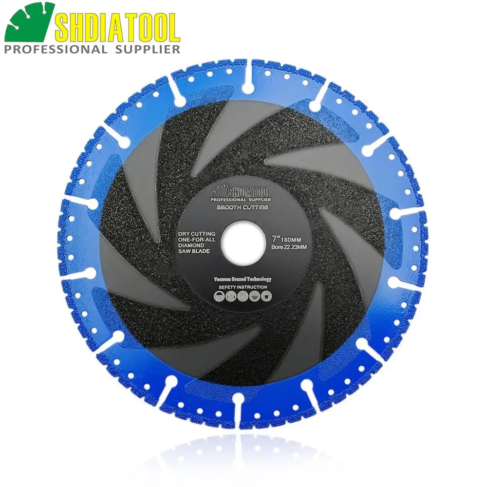 2pcs 7" Vacuum Brazed Diamond demolition blade one-for-all cutting disc Dia180mm for Cast Iron Rebar Aluminum hard material