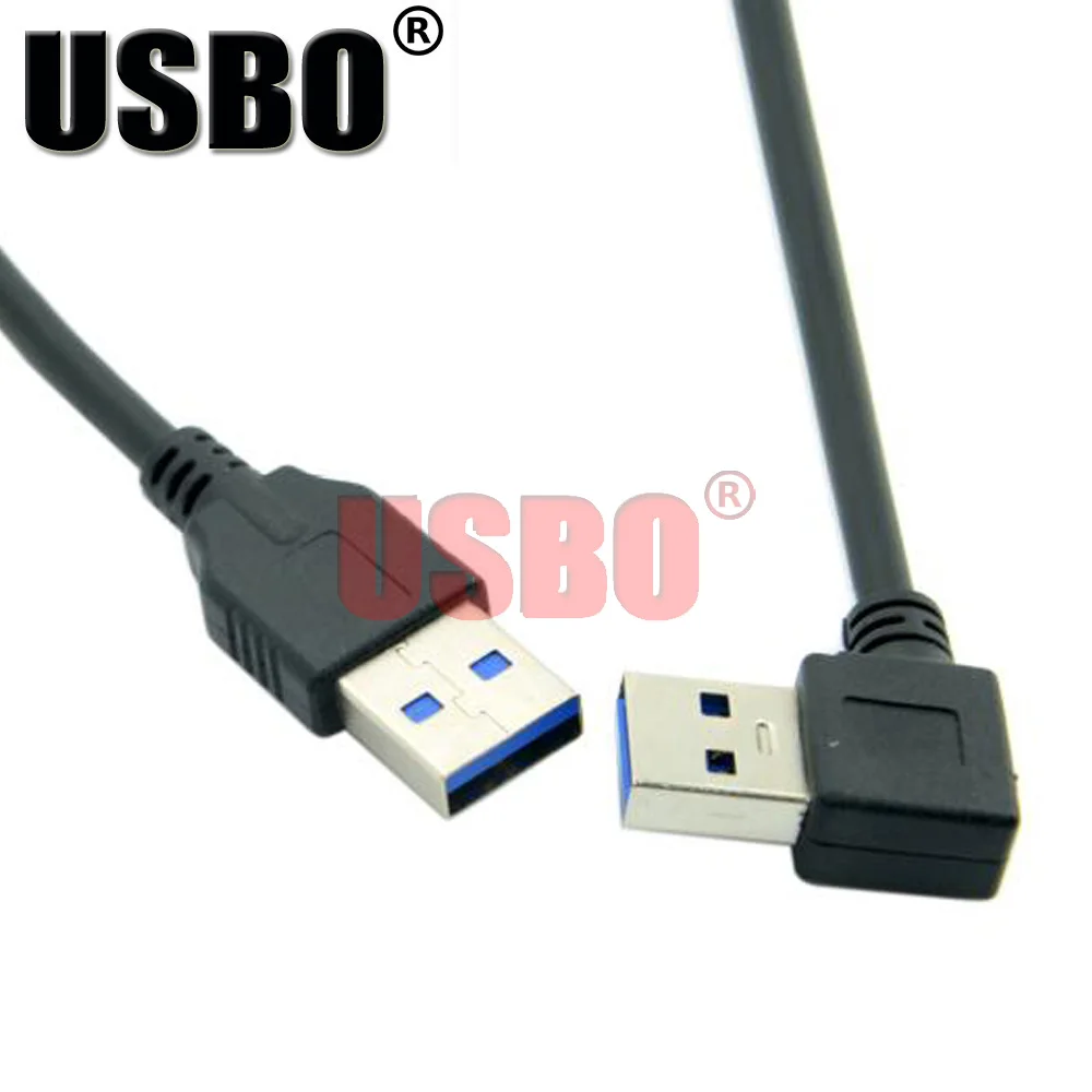 Высокое качество локоть черный 0,4 м USB 3,0 удлинитель линия 90 градусов локоть USB 3,0 мужчин и мужчин жесткий диск телефонный кабель