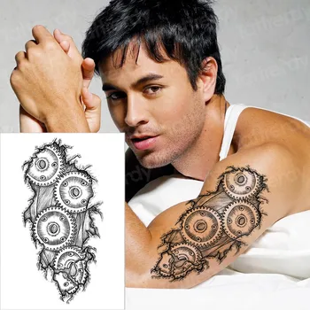 

men shoulder tattoos arm sleeves tatoo temporary stickers mechanical tatto temporary tattoo machine tatoo boys 3D male tattoos