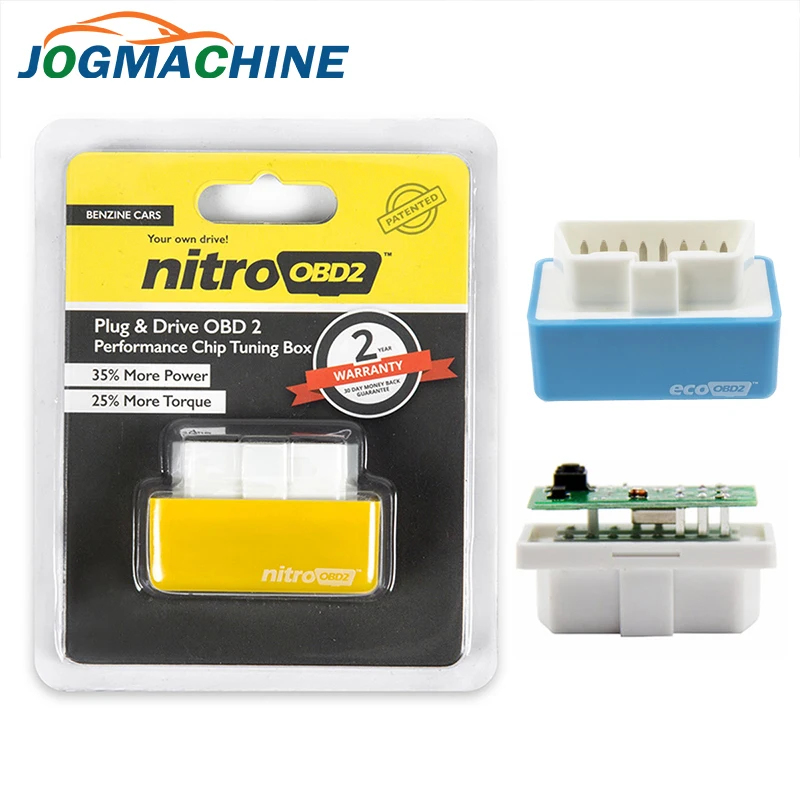 New EcoOBD2& Nitro OBD2 Gasoline Plug& Drive Performance For Benzine Eco OBD2 ECU Chip Tuning Box 15% Fuel Saving More Power