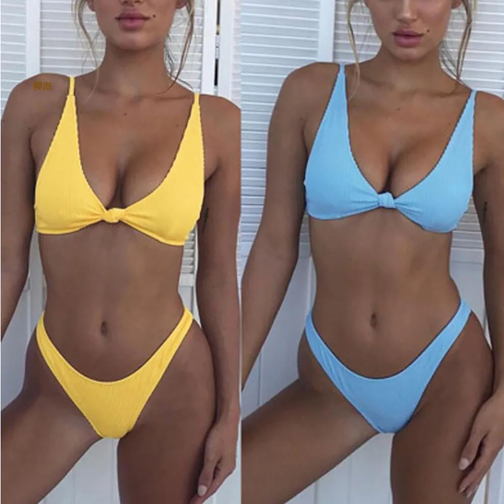 

2019 Brazilian Bikini with Cup Sexy Two-pieces swimsuit swimwear women Bra Bikini set Beachwear Female bathing suit swim wear