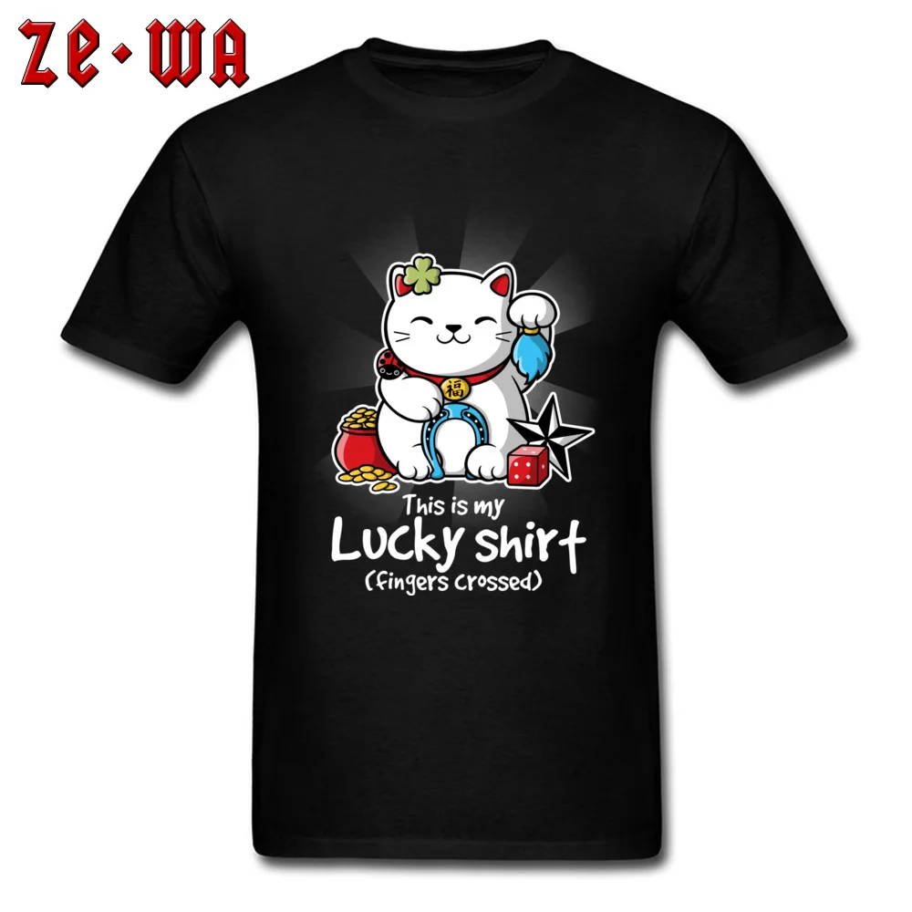 2018 Men T Shirt Good Luck Tshirt Lucky Cat T Shirt Christmas Gift