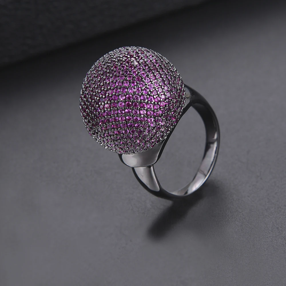 

missvikki Fashion Round Rings Cubic Zirconia Ringen Party Jewelry 4 Colors Black Cool Finger Rings Women Ball Shape Jewelry