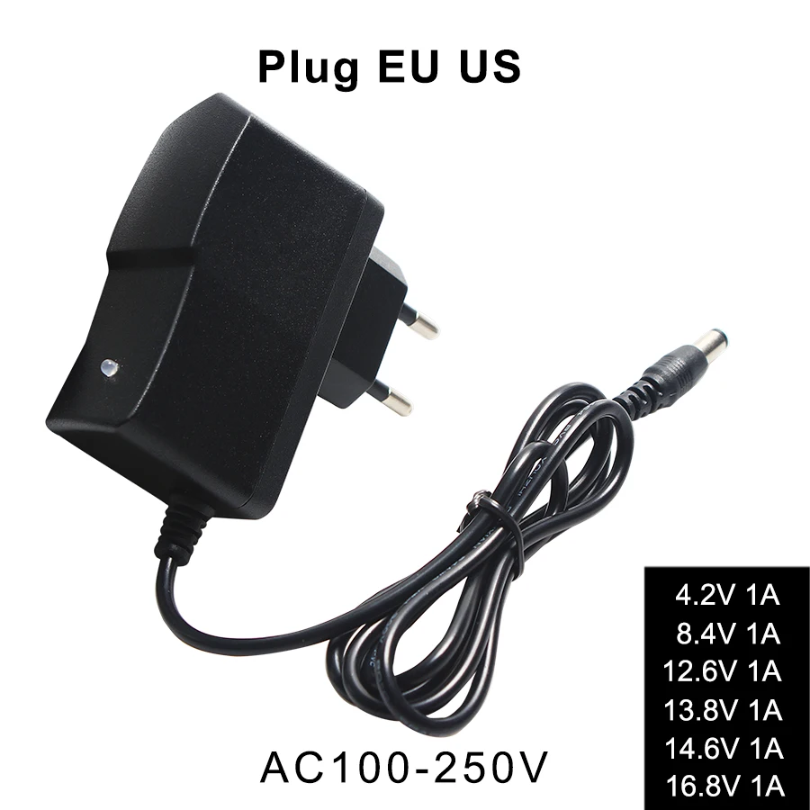 

Charger Lithium Battery Charger for 18650 AC 110-240V to DC 4.2V 8.4V 12.6V 13.8V 14.6V 16.8V 21V 1A Wall Adapter Automatic