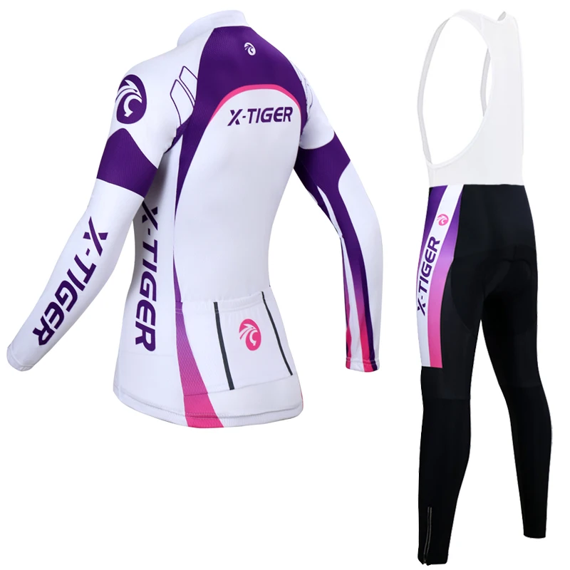 X-Tiger женский зимний термальный флисовый комплект для велоспорта, форма для горного велосипеда с длинным рукавом, одежда для велоспорта для женщин