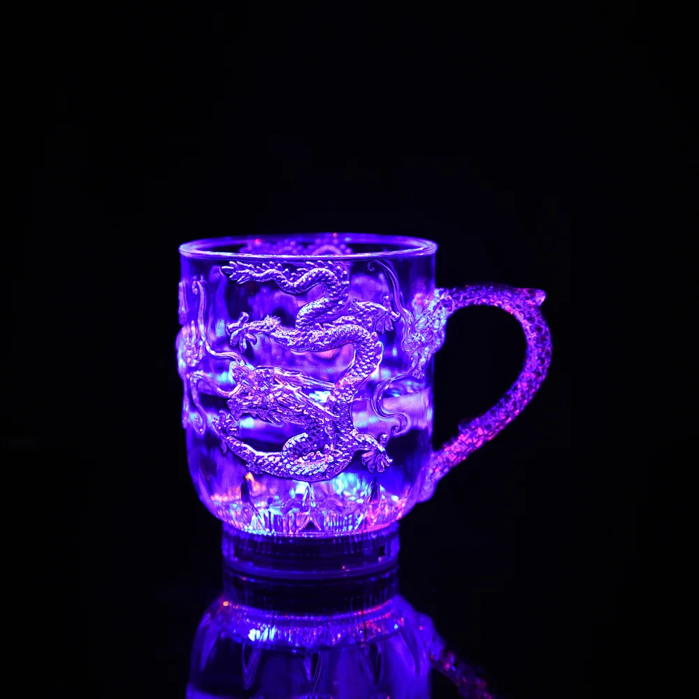

New Skull Glass Jar With Handle Ktv Light Emitting Bar Supplies Colorful Induction Luminous Cup Into The Water Dragon