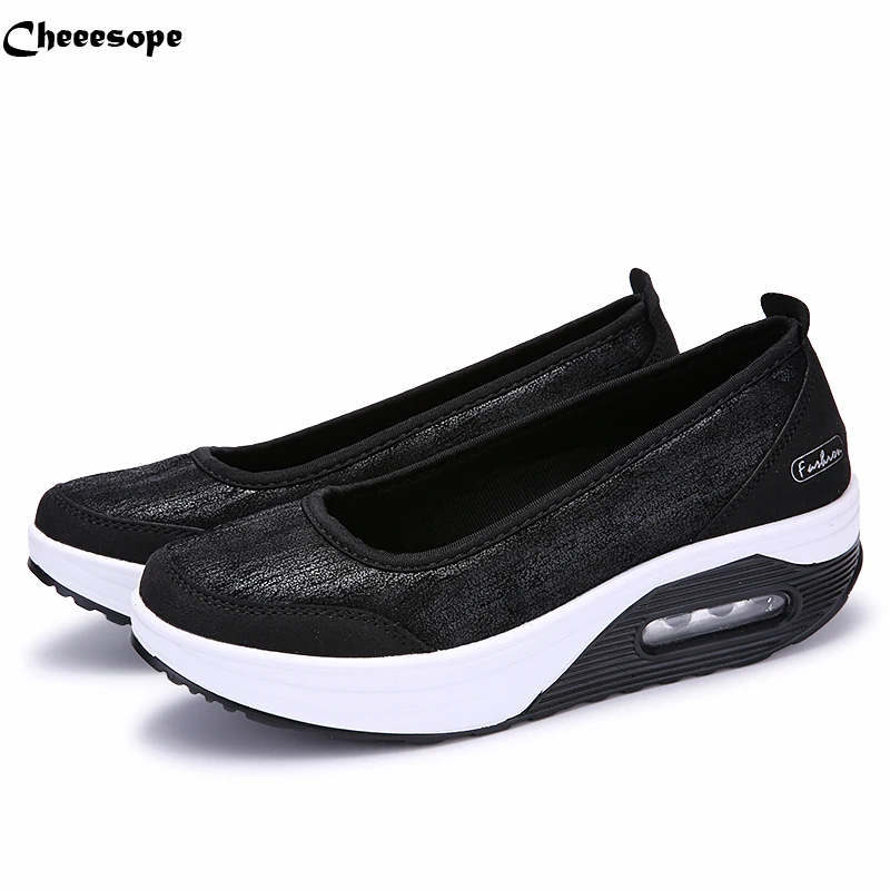 

Cheesope Slimming Shoes Women's Wedges Casual Loafers Fashion Vulcanize Shoes pumps Women Shoes 4cm Heels Female fashion Shoes