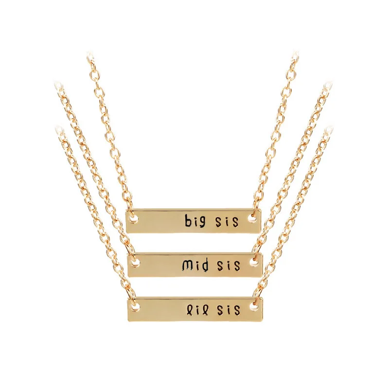 2 или 3 ожерелья лучшие друзья наборы для женщин дружба сшитые буквы кулон в форме сердца ожерелье женское металлическое ожерелье подарок - Окраска металла: 3pcs Gold Strip