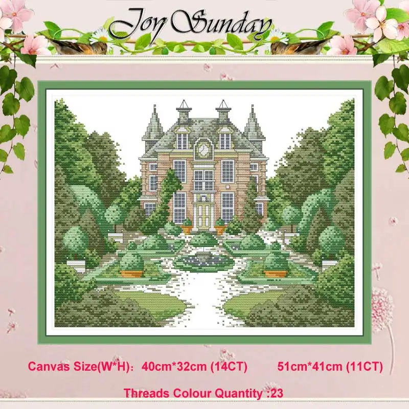 

Manor scenery painting counted 11CT 14CT Cross Stitch Set DIY DMC Chinese Cross-stitch Kit Embroidery Needlework Home Decor