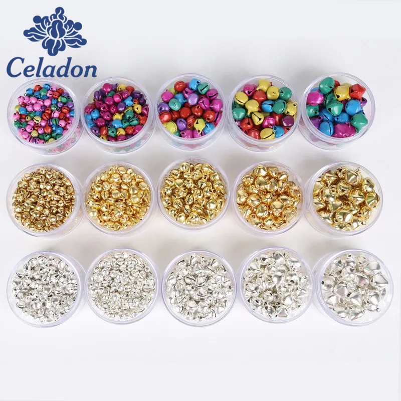 

6/8/10/12/14mm Sliver/Gold Jingle Bells Pendant Hanging Xmas Tree Ornaments Christmas Decoration For Home DIY Craft Accessories
