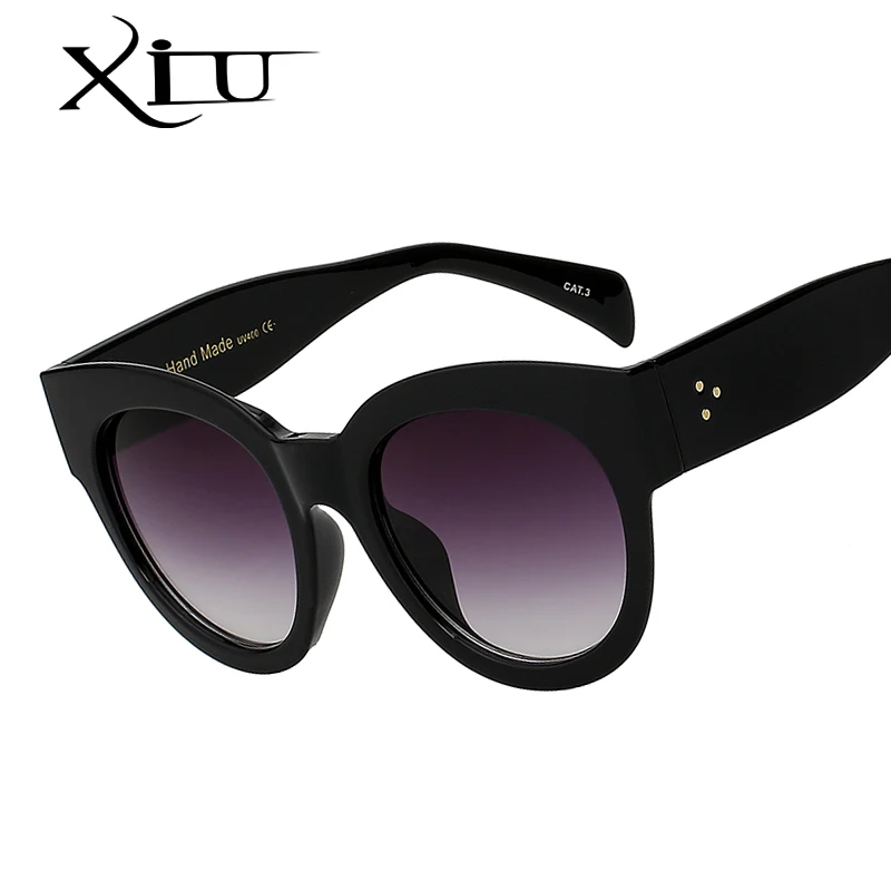 

XIU Round Rivet Cateye Women Sunglasses Fashion Brand Design Glasses Retro Vintage Sunglasses For Woman UV400