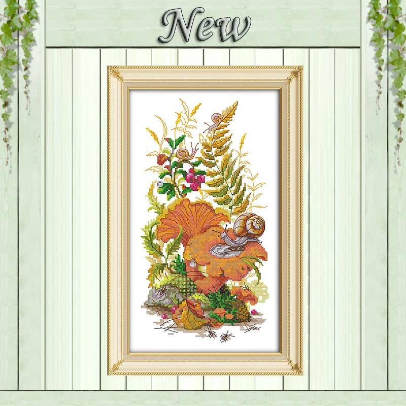 

Snail animal flowers cartoon painting 11CT Counted Printed on canvas DMC 14CT Decor Cross Stitch Needlework Kits Embroidery Sets