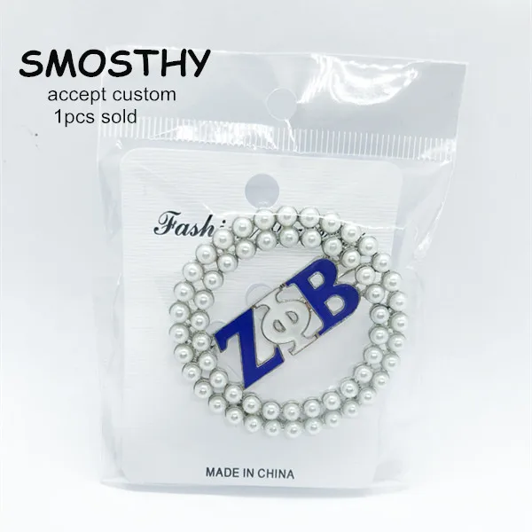 

Zeta phi beta round enamel pearl brooch women ZPBHI rhinestone lapel pin sorority fraternity decoration 1pcs,OGB047