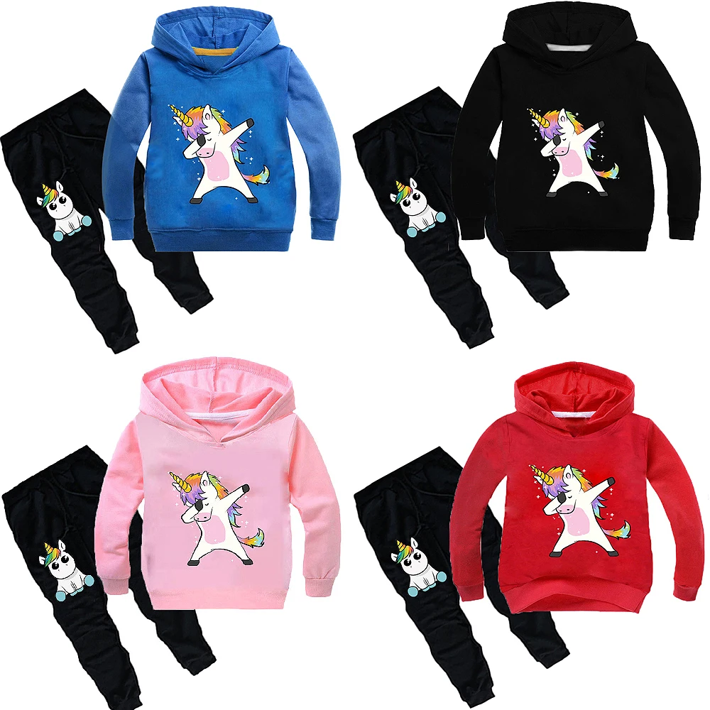 Boys Girls Unicorn Kids Hooded Sweatshirt Pullover Hoodies Long Pants Roblox Cartoon Spring Fall Casual Costumes Outfit Sets Clothing Sets Aliexpress
